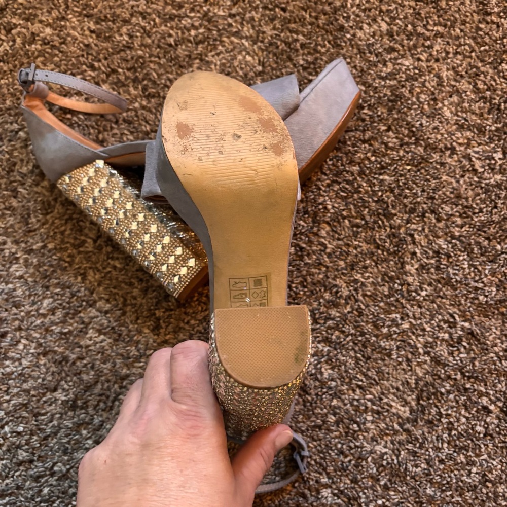 Aldo Gray/Blue Block Rhinestone Platform Heel - Picture 3 of 4